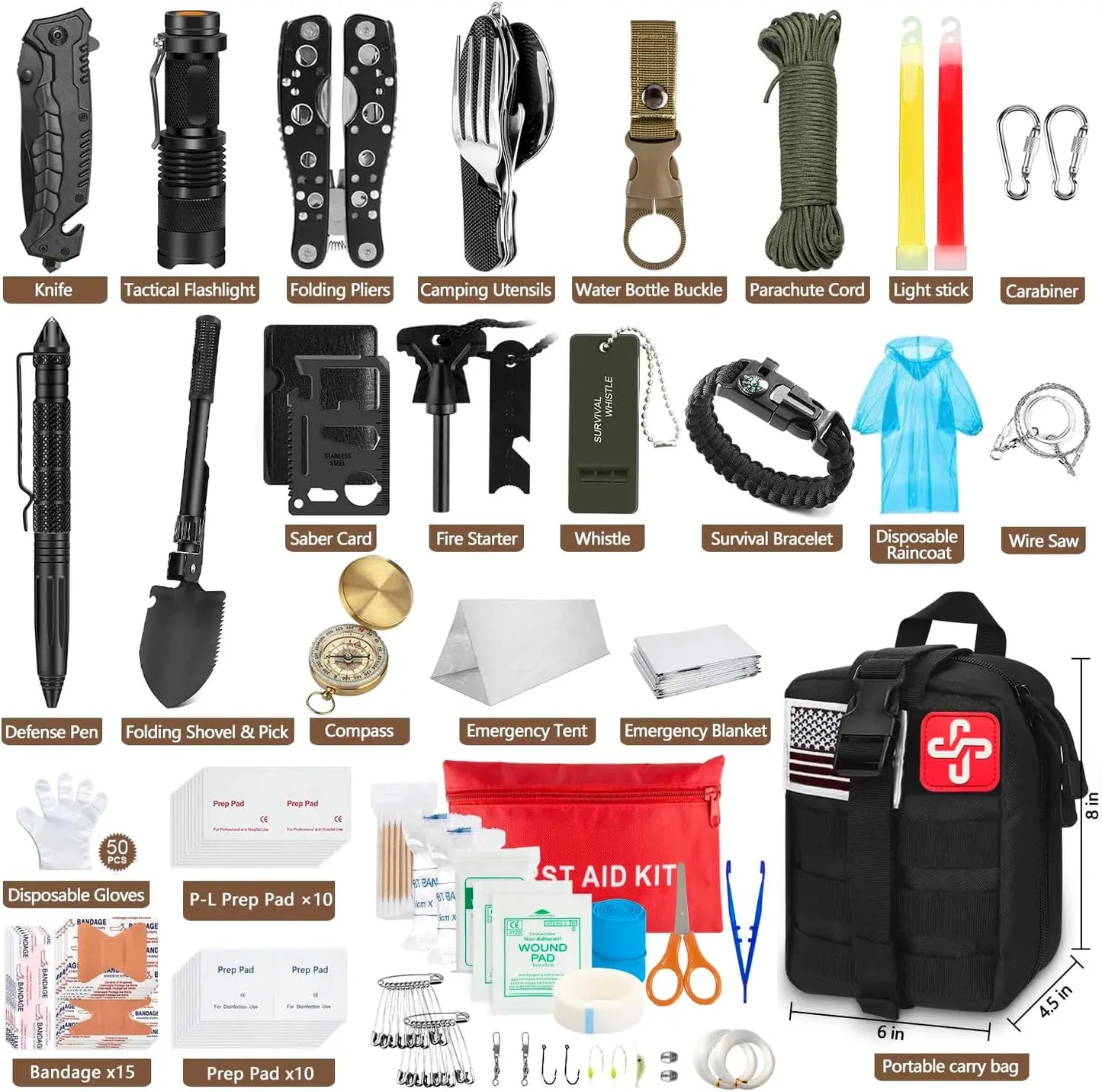 238-Piece Emergency Survival Kit With First Aid And Tent