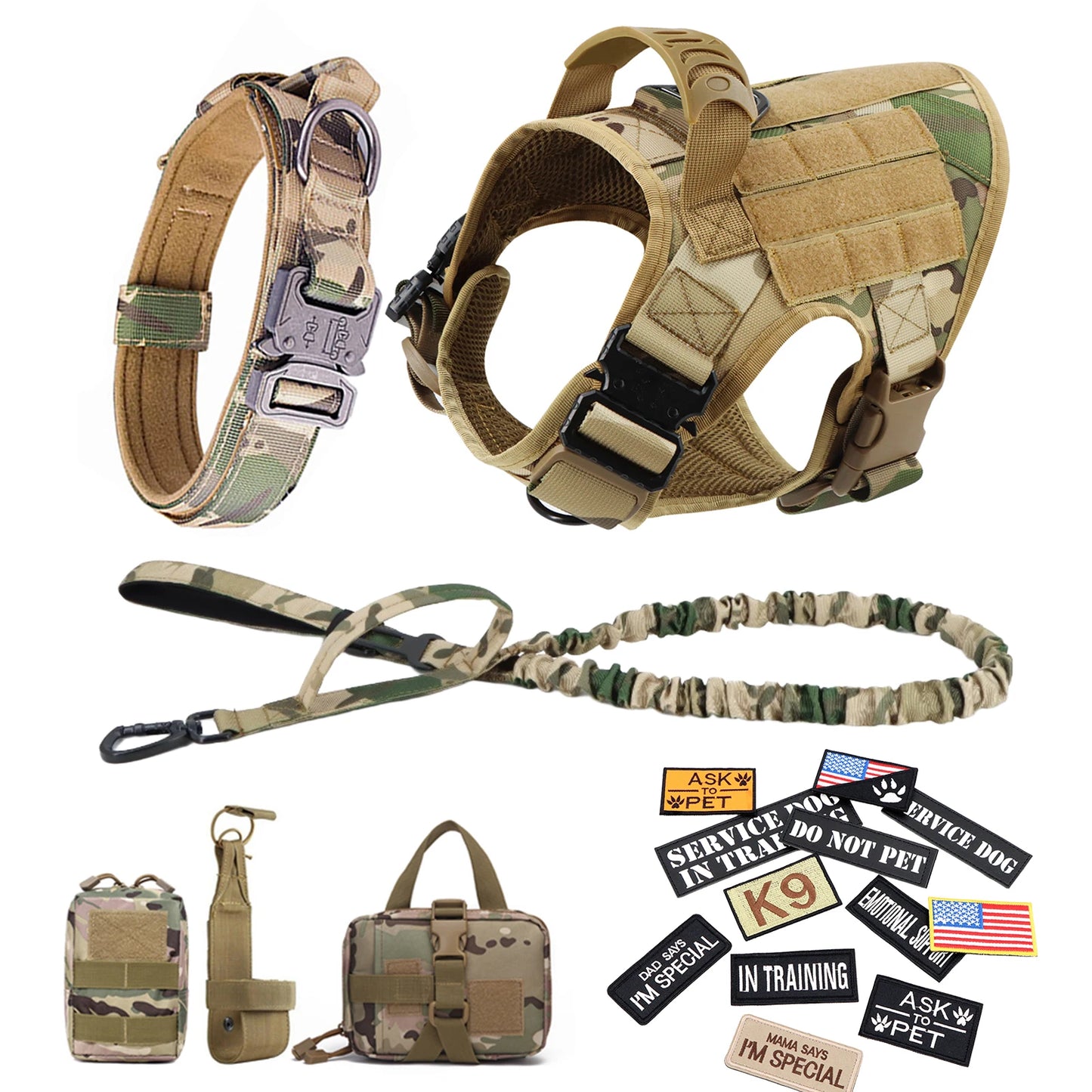PETRAVEL Military Dog Harness Vest Training Set For Malinois