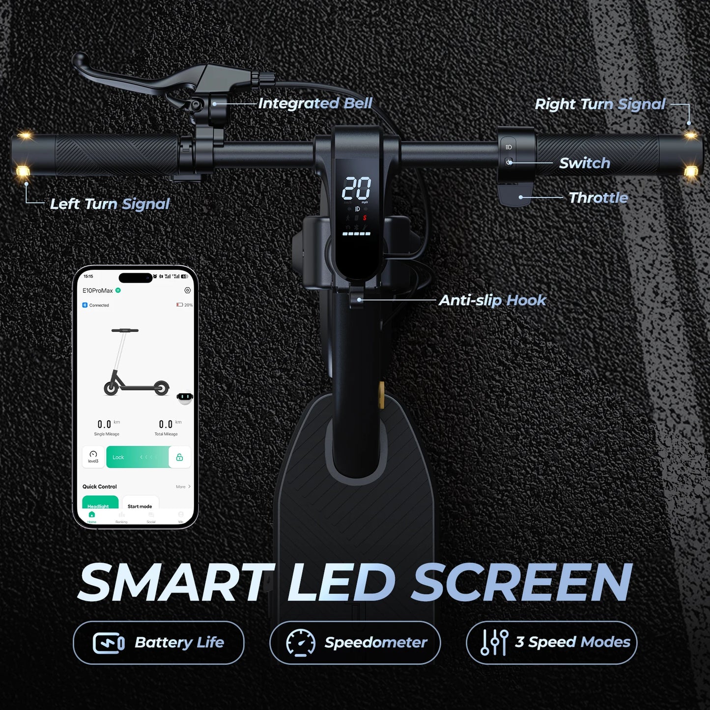 HeroPick 1000W Electric Scooter Foldable With Dual Suspension App Control