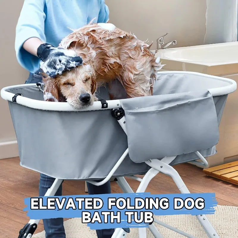 NONEDog Litter Elevated Foldable Dog Bath Tub For Grooming