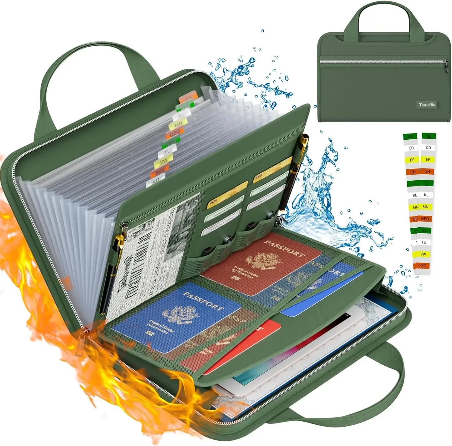 Fireproof Organizer With Handles 13 Compartment Clear Expanding File