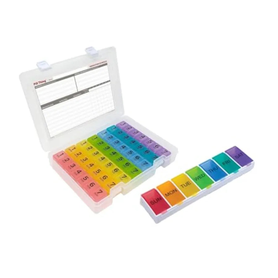 Five Times a Day Weekly Pill Box Organizer With Schedule