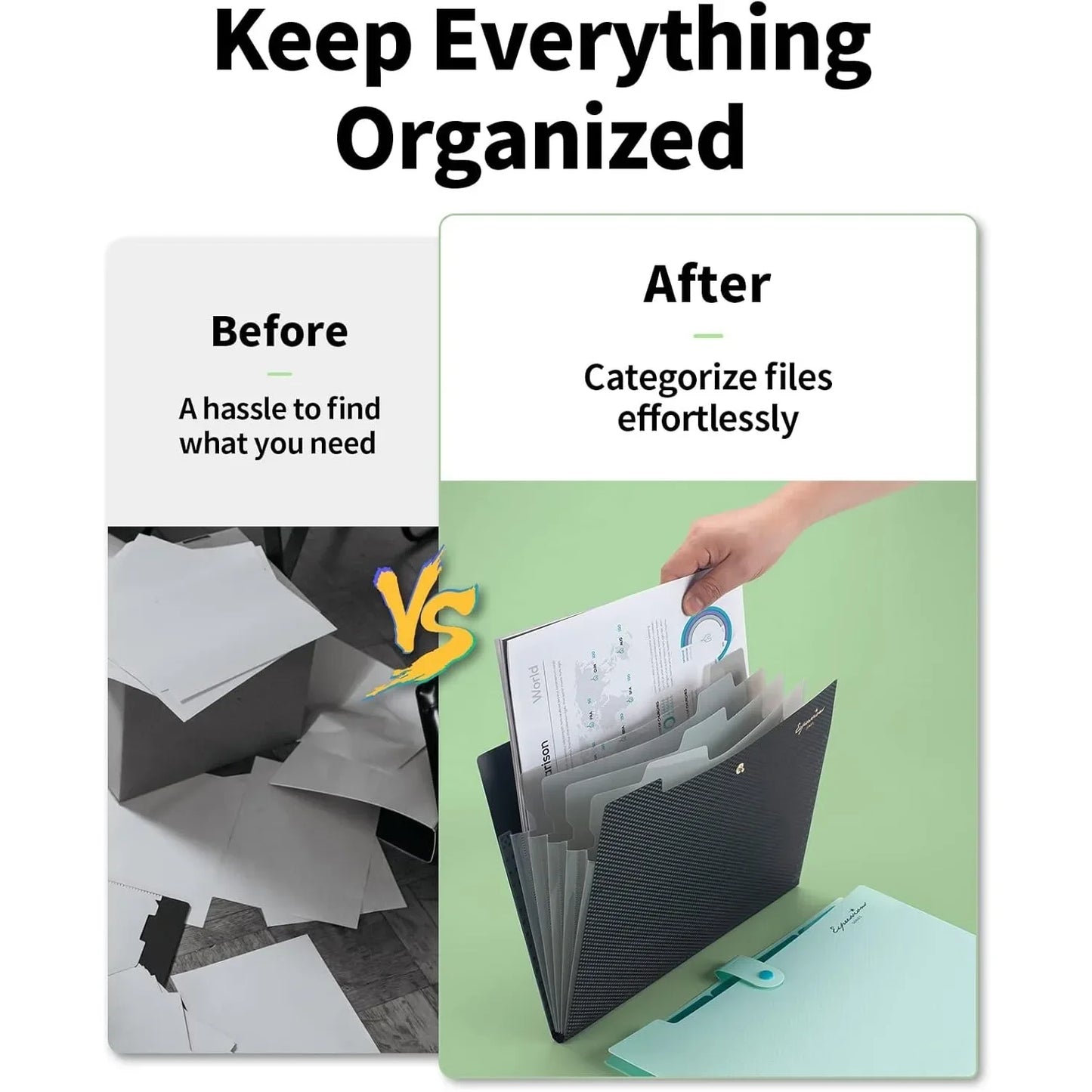 Expandable File Folder With 5 Pockets Portable Organizer