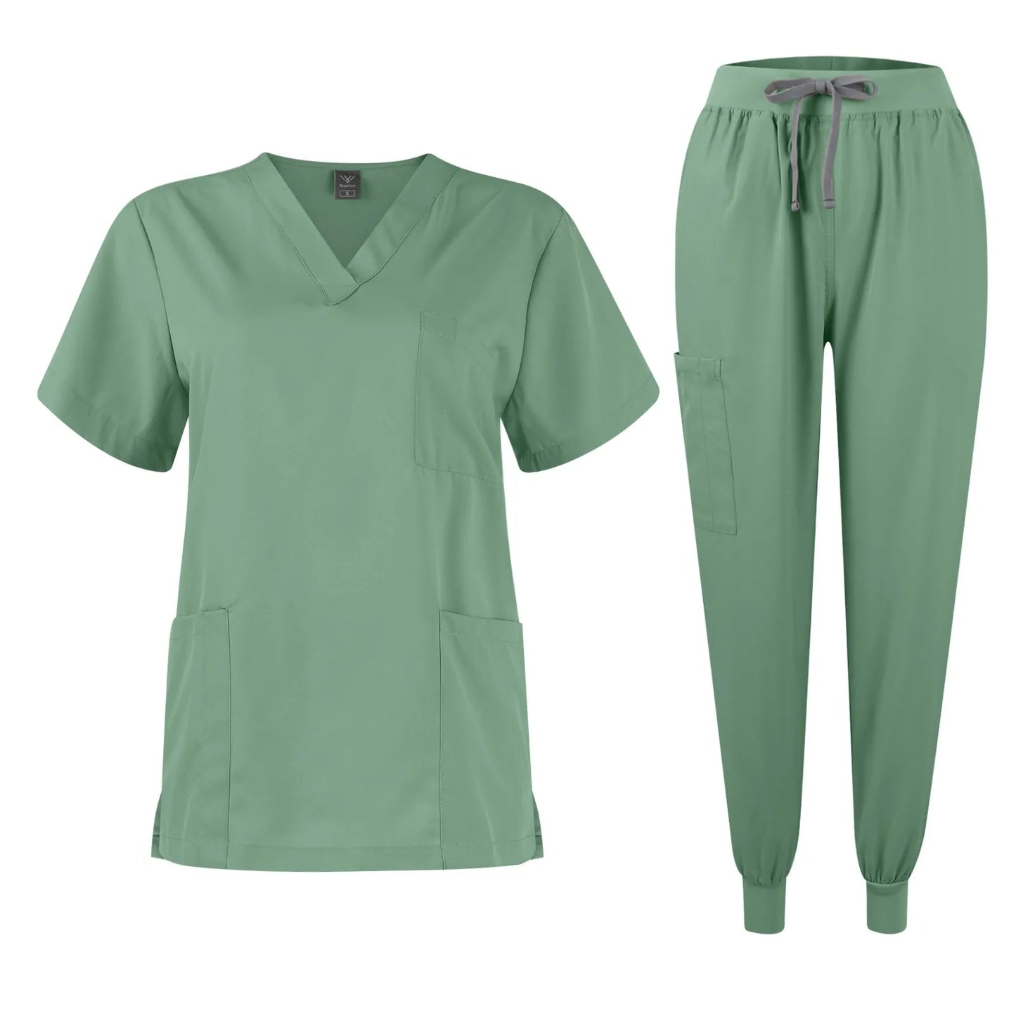 Eillysevens Women Nurse Uniform Quick-Dry V-Neck Short Sleeve Set