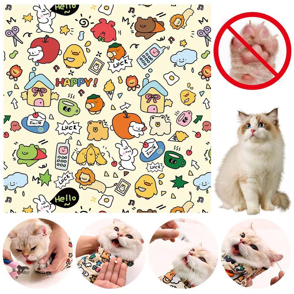 ALLOYSEED Cat Grooming Wrap Self Adherent Anti Bite Cat Restraint
