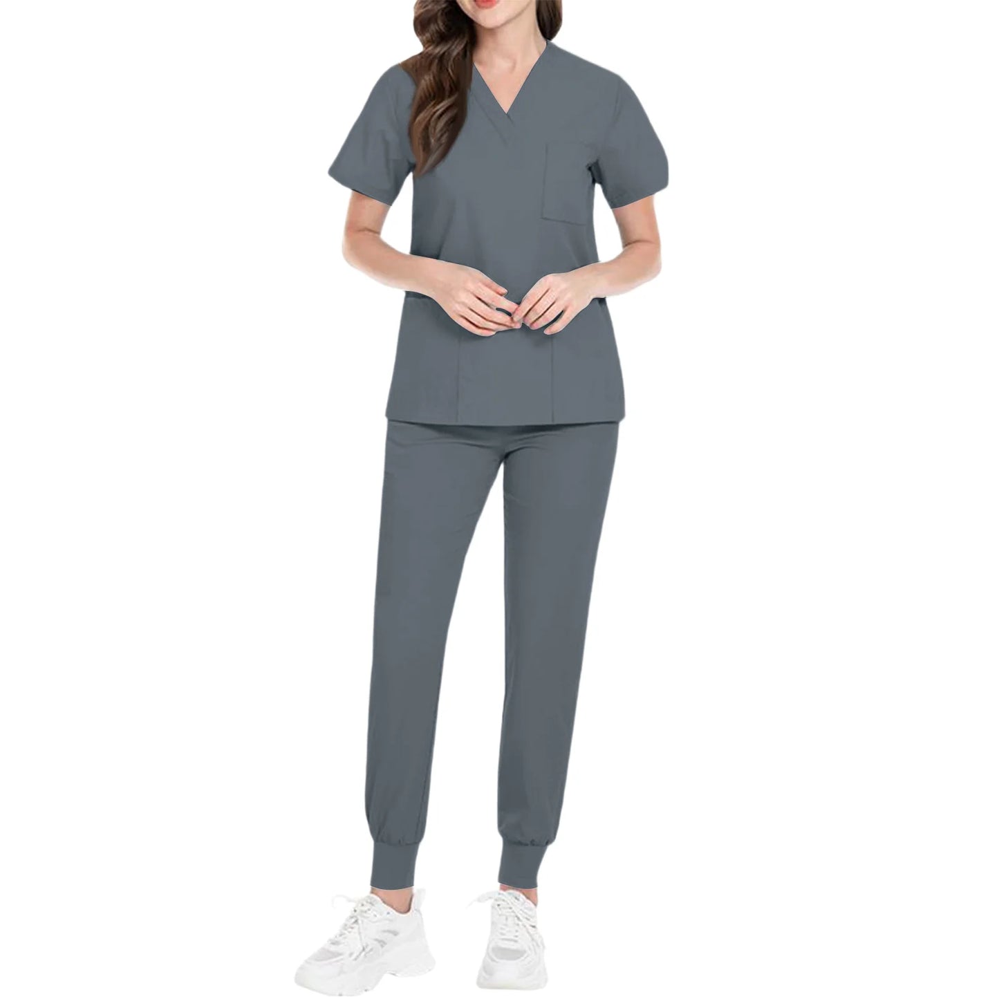 Women's Nurse Scrub Set V-Neck Short Sleeve Medical Uniform