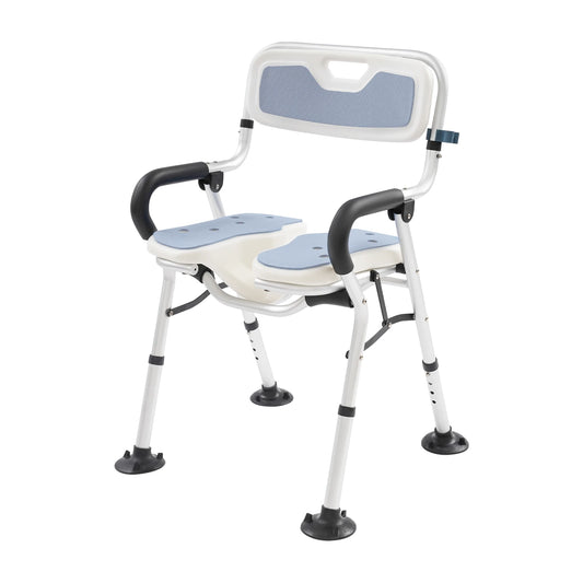Bymaocar U Shape Foldable Shower Chair With Arms And Back