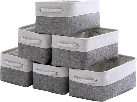 Foldable Fabric Storage Baskets With Handles Six Pack