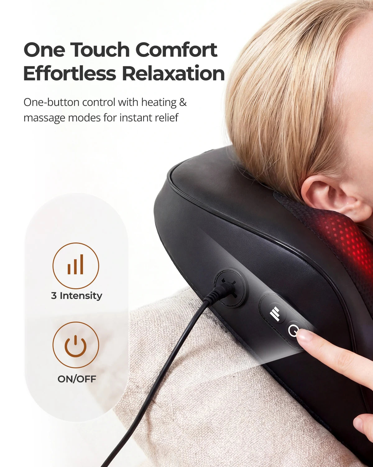 HIMOUTA Electric Shiatsu Back Massager With Heat 3D Kneading Pillow