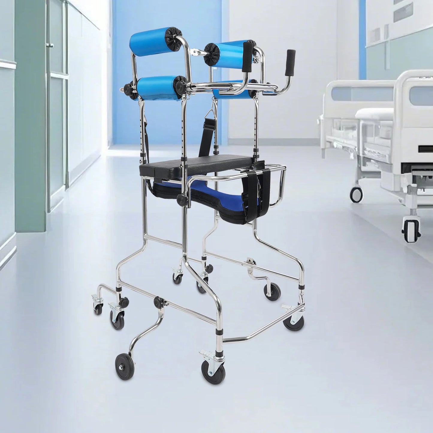 Rollator Walker 8-Wheel Adjustable Mobility Aid With Seat And Brakes