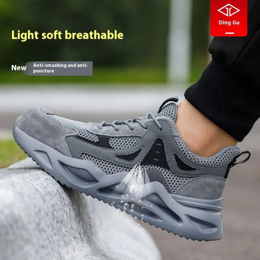 Men's Comfortable Soft-Soled Puncture Resistant Metal-Toe Work Shoes