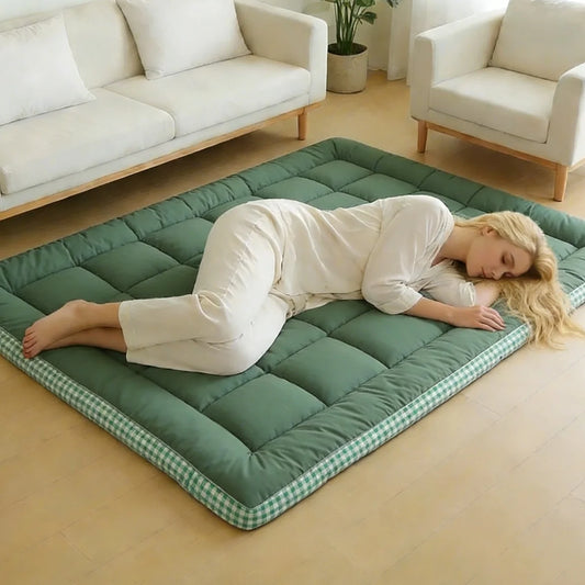Japanese Plush Futon Mattress Topper Roll Up Tatami Mat