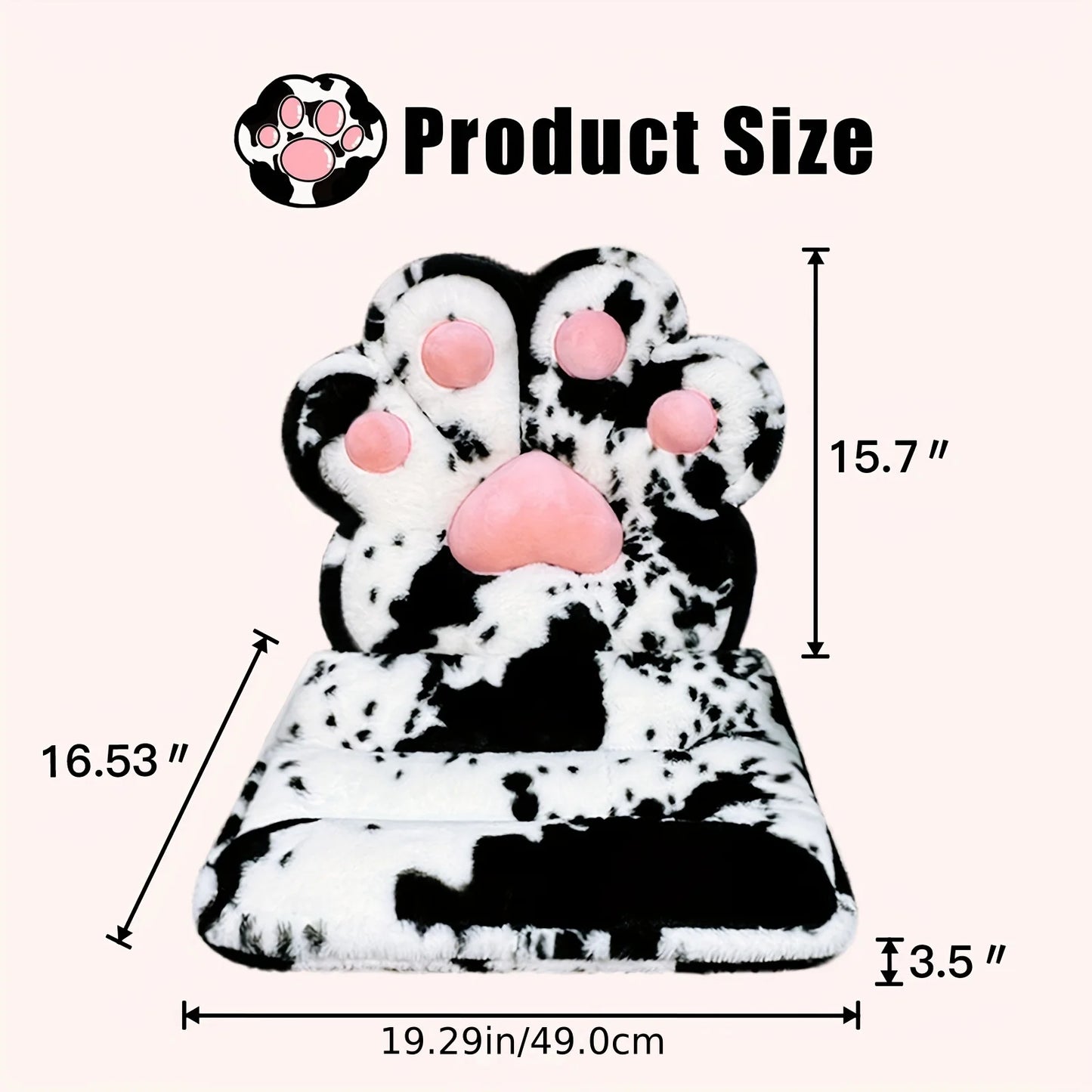 MOONBEEKI L Shape Cat Paw Cushion Faux Rabbit Fur Gaming Chair Pillow