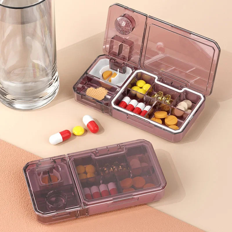 Multifunctional Portable Pill Box Organizer And Cutter With Invisible Storage