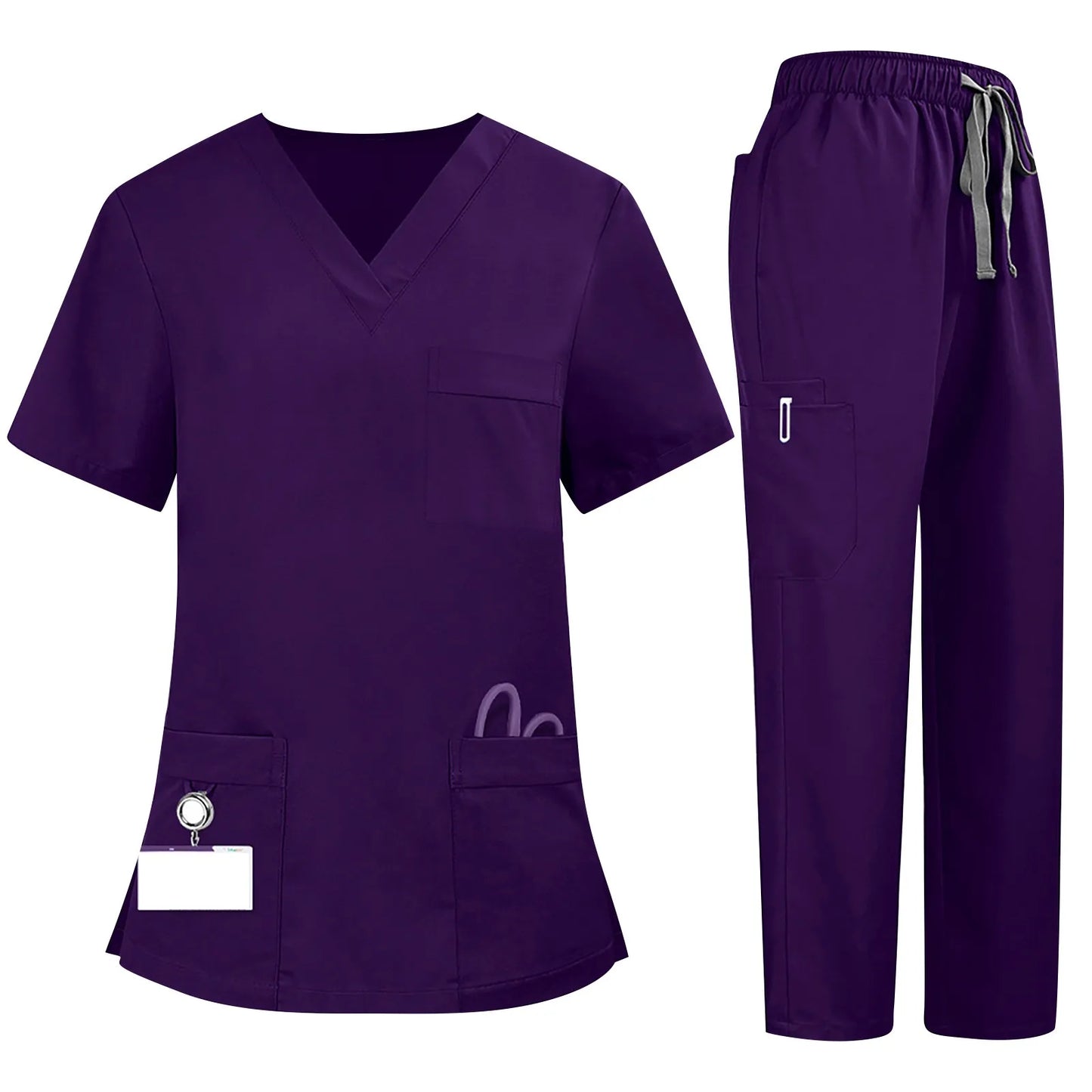Eillysevens Women's Nurse Scrub Uniform V Neck Short Sleeve