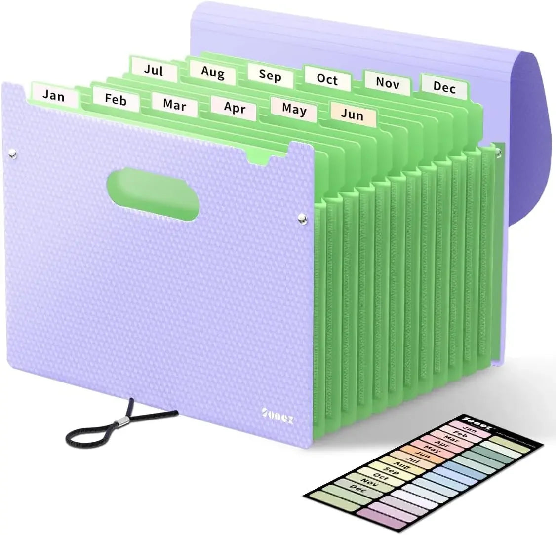 Accordion File Organizer With 12 Pockets