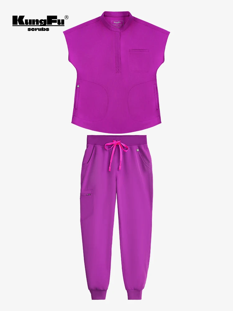KUNGFU SCRUBS Nurses Uniforms Women Medical Scrubs Set Antibacterial