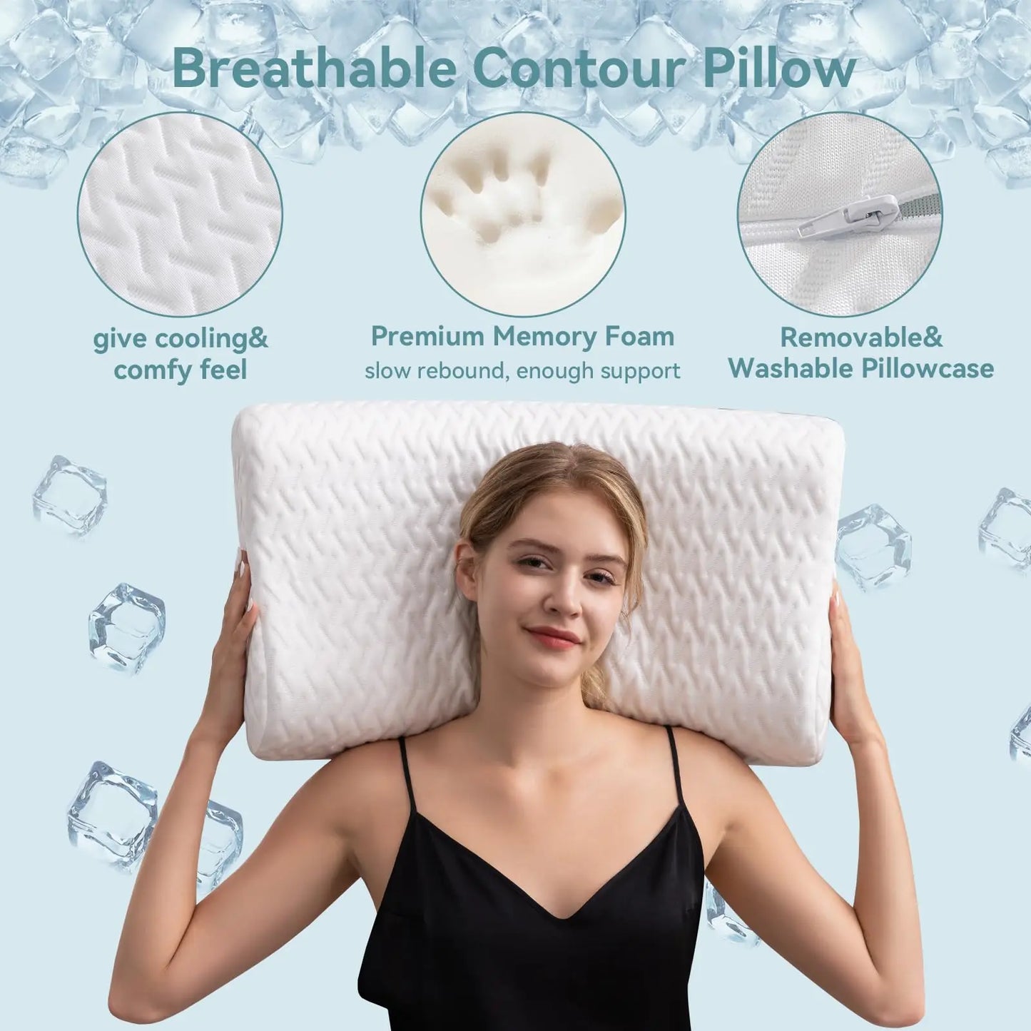 NONECN Hcore Ergonomic Memory Foam Cervical Pillow For Side Sleepers