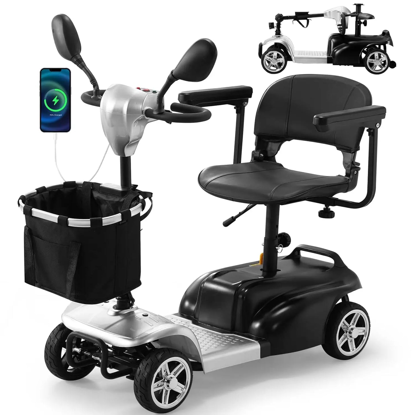 Foldable Mobility Scooter For Seniors And Adults 300lb Capacity