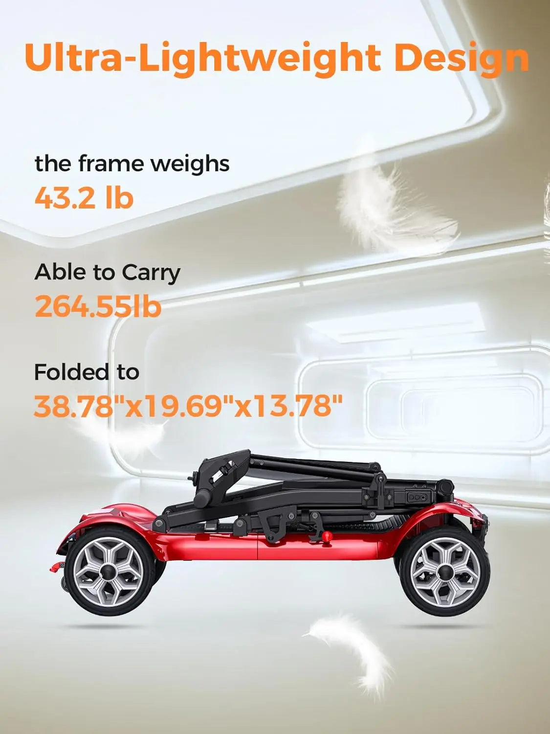 Lightweight Folding Mobility Scooter For Seniors And Adults 24-Mile Range