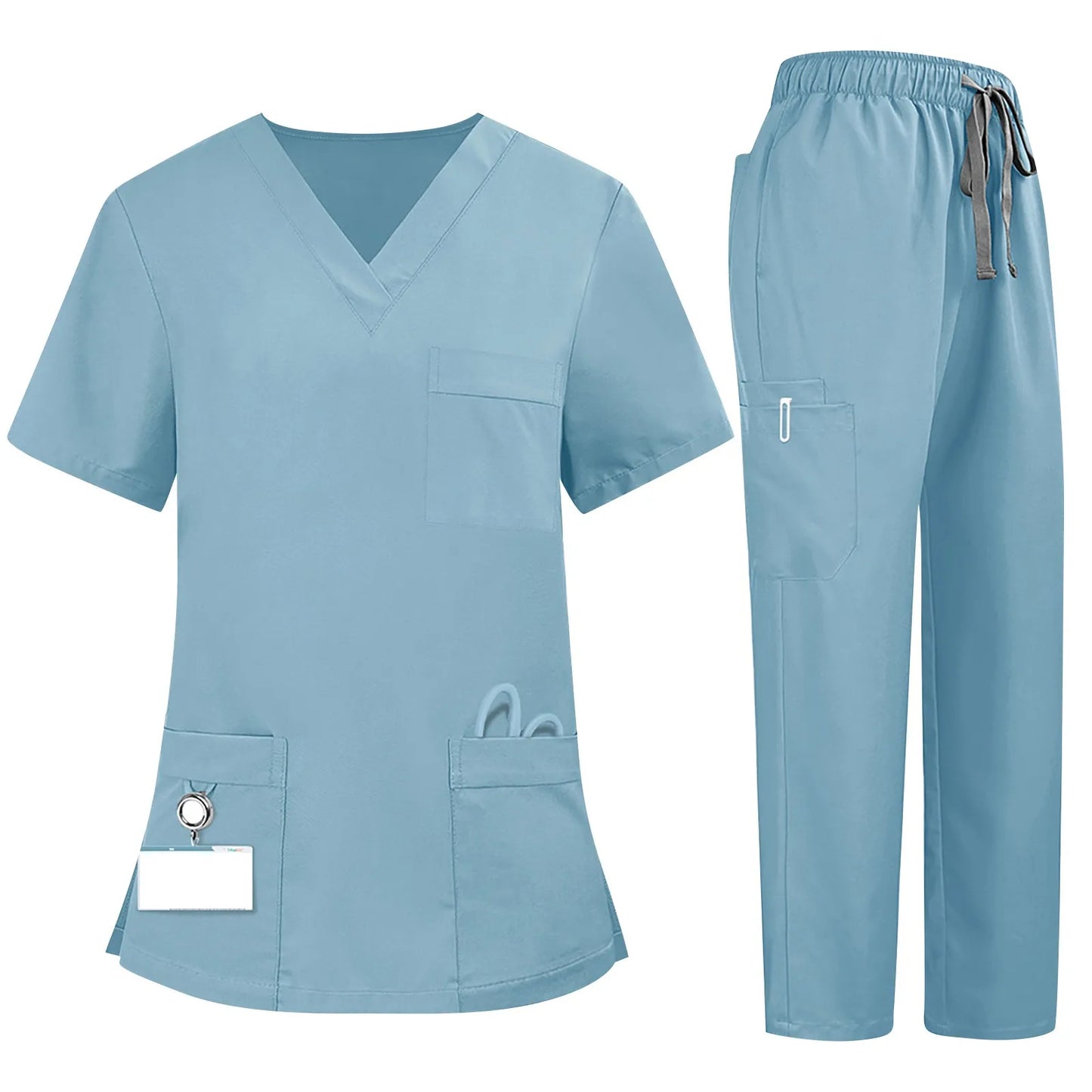 Eillysevens Women's Nurse Scrub Uniform V Neck Short Sleeve