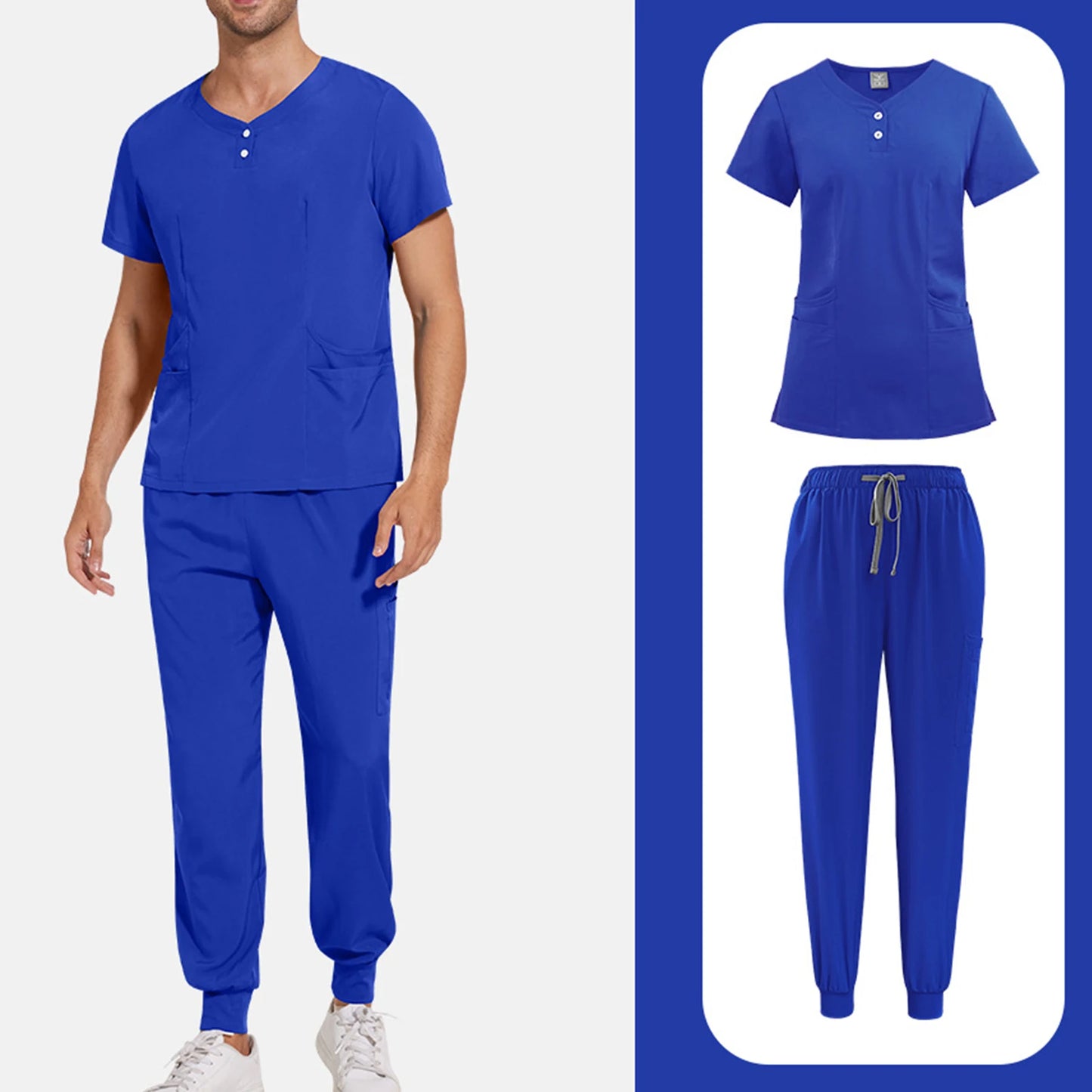 Nurse Scrub Unisex Medical Uniform Set Short Sleeve