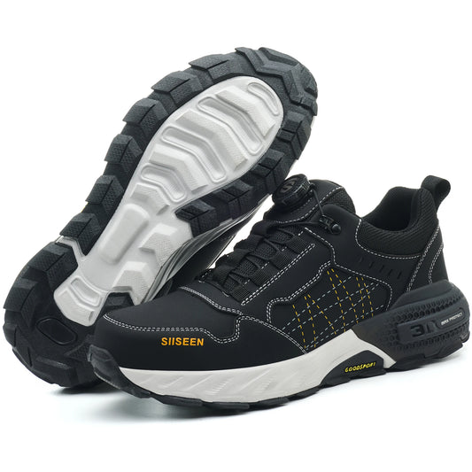 Men Leather Safety Shoes Steel Toe Work Boots Kevlar Puncture Proof