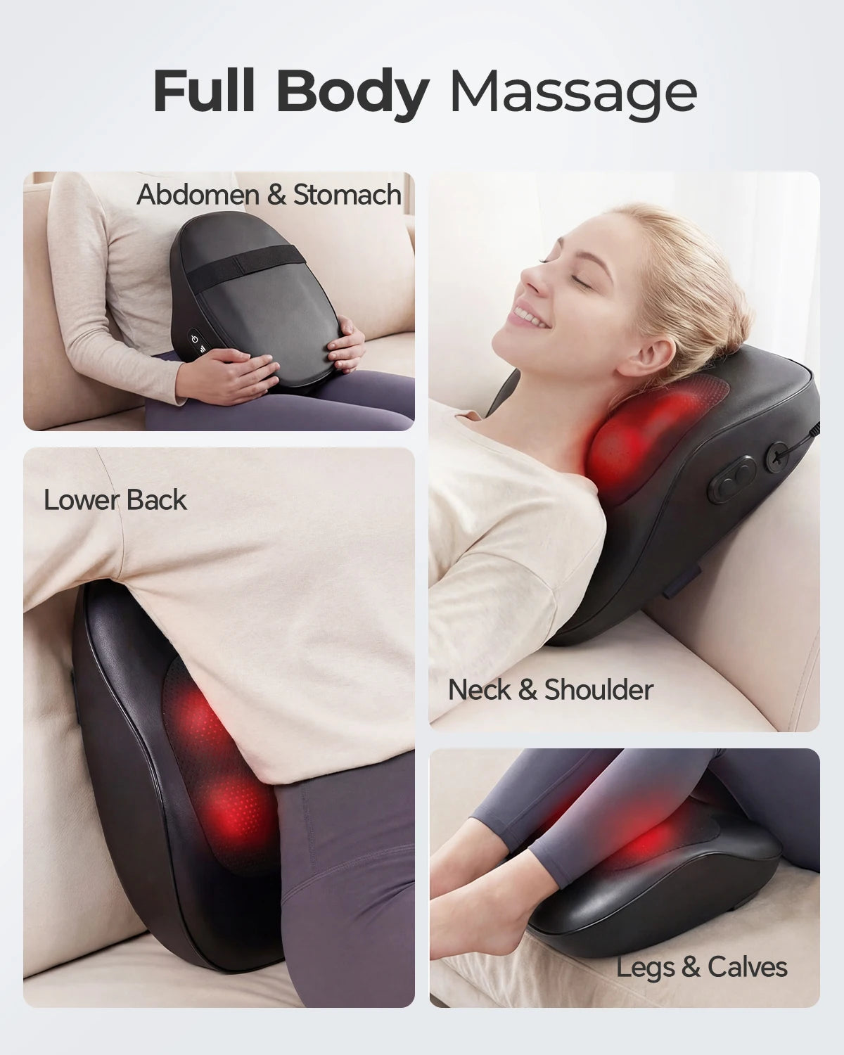 HIMOUTA Electric Shiatsu Back Massager With Heat 3D Kneading Pillow