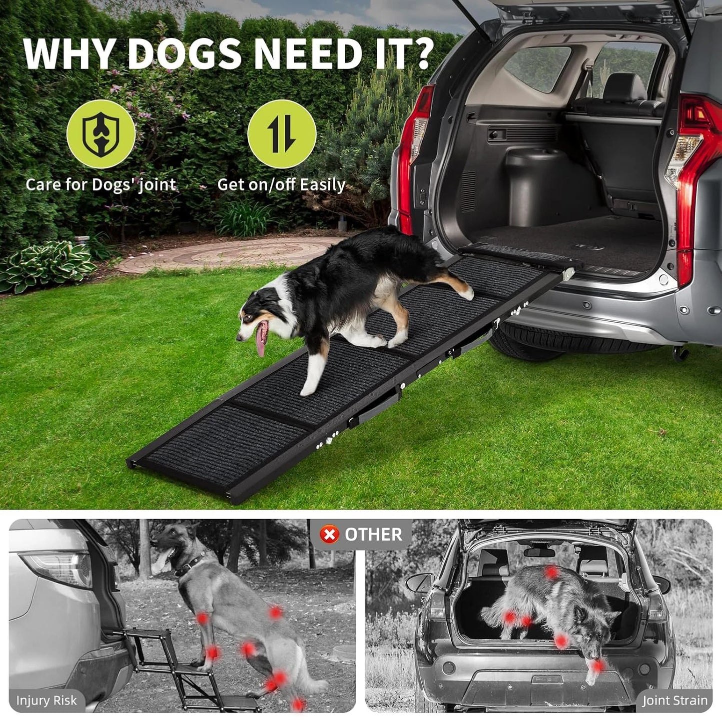 HiMISS Upgraded Dog Ramp For Cars Folding Pet Ramp