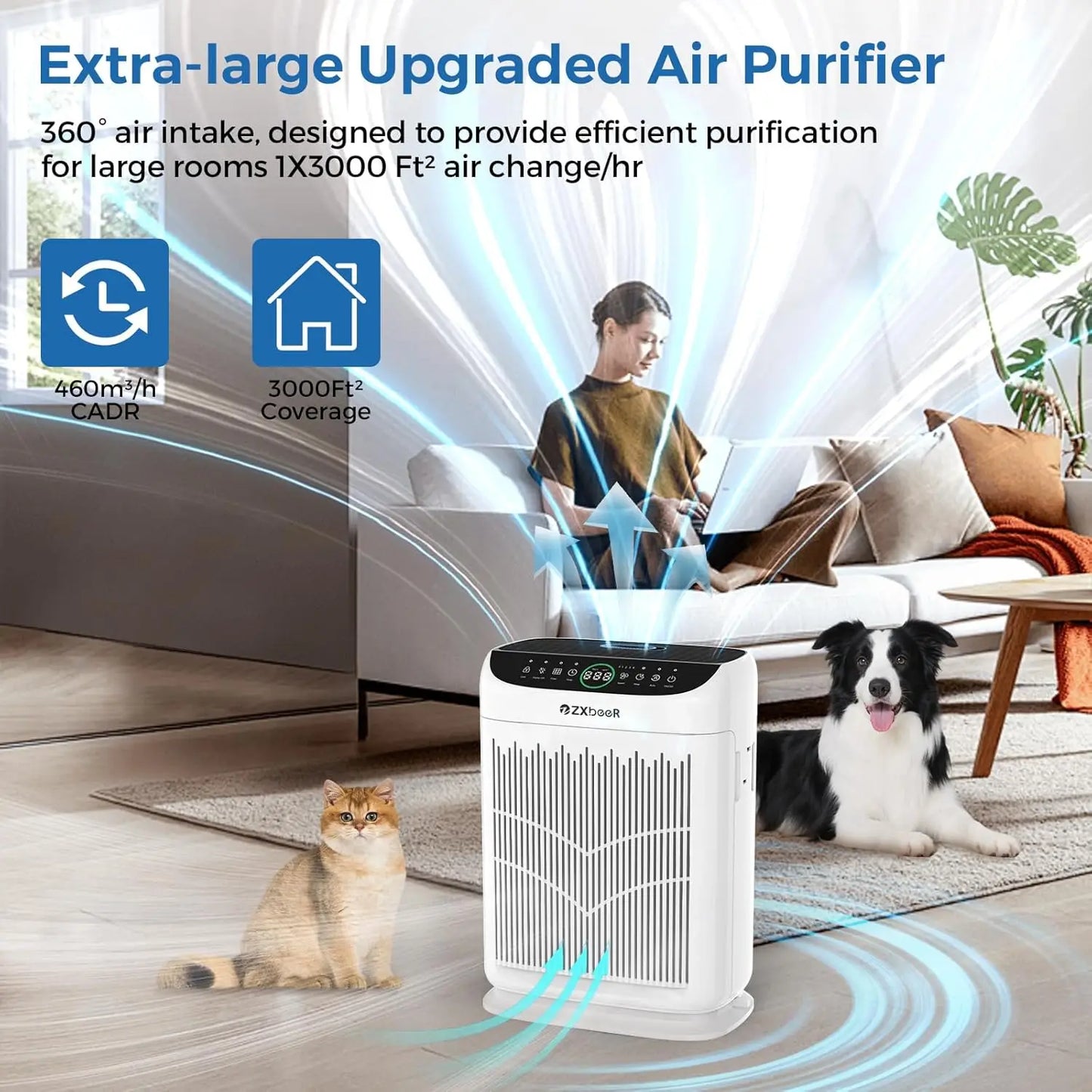 Large Room Air Purifier With HEPA Filter And PM2.5 Sensor