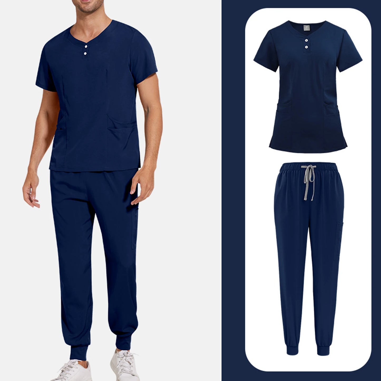 Nurse Scrub Unisex Medical Uniform Set Short Sleeve