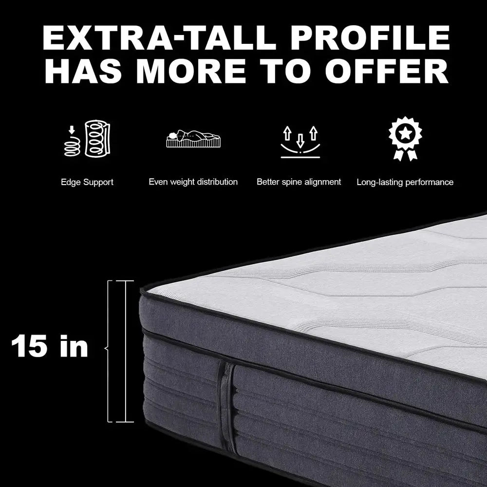 XMSJ Hybrid Gel Memory Foam Mattress With Edge Support Coils