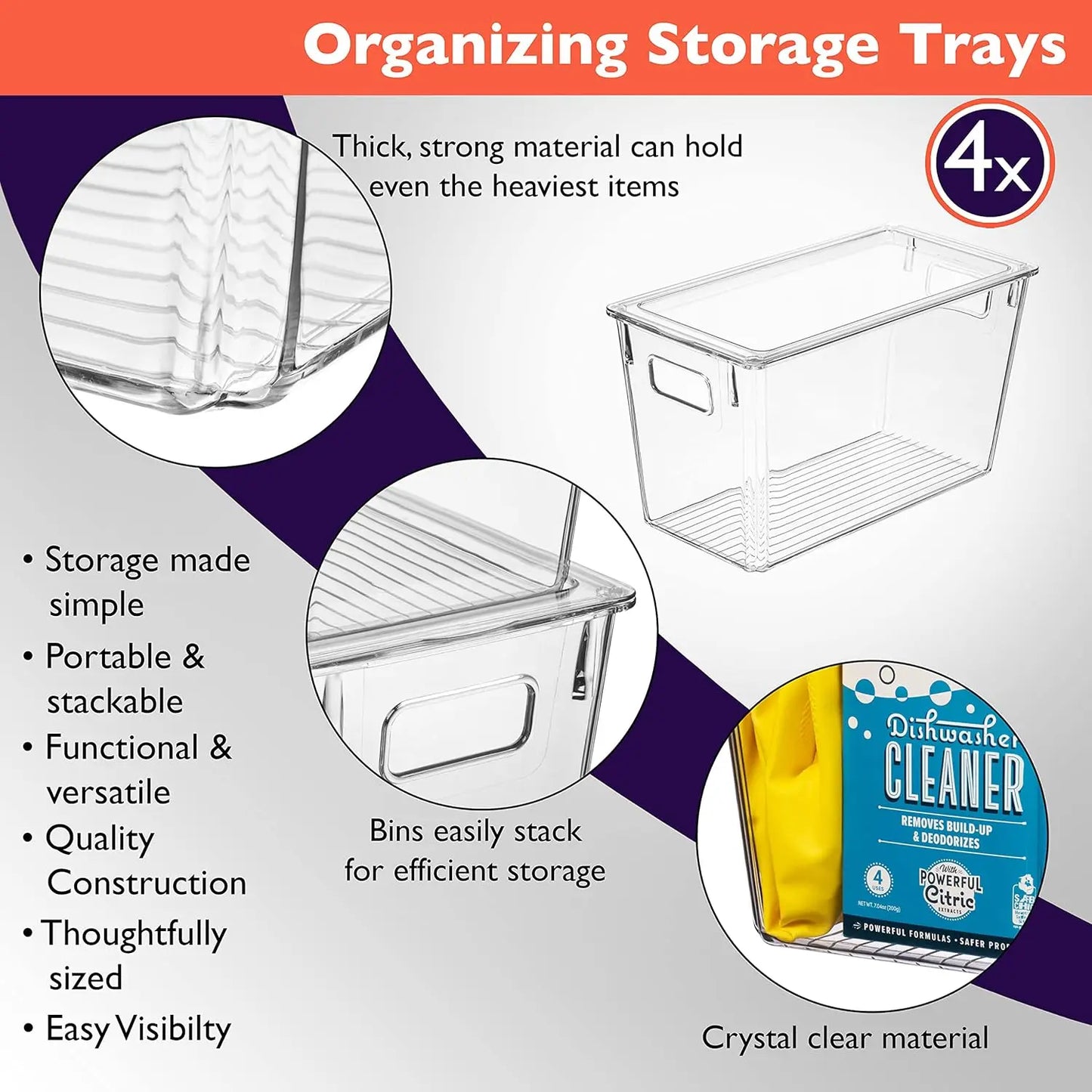 Plastic Storage Bins With Lids Four Pack Kitchen Pantry Organization