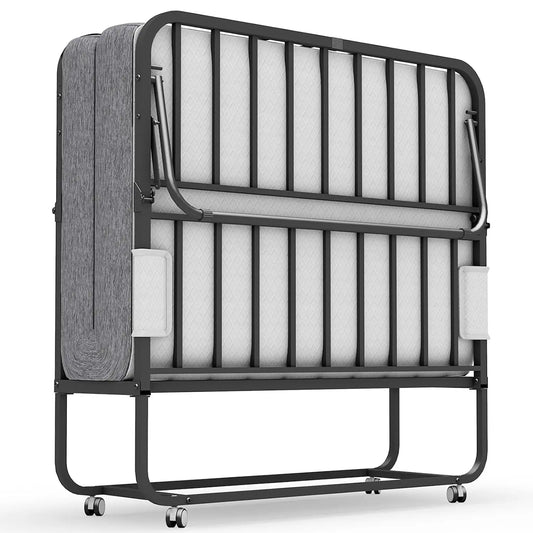 Folding Bed With Mattress Rollaway For Home Hospital Living Room