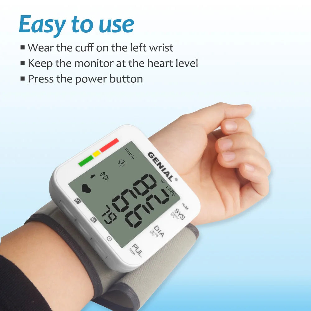 Wrist Blood Pressure Cuff Universal With Large LCD Display
