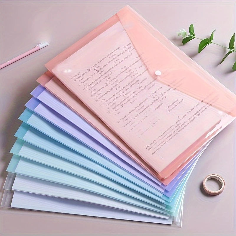 Transparent PP File Folders 10Pcs Waterproof Document Storage