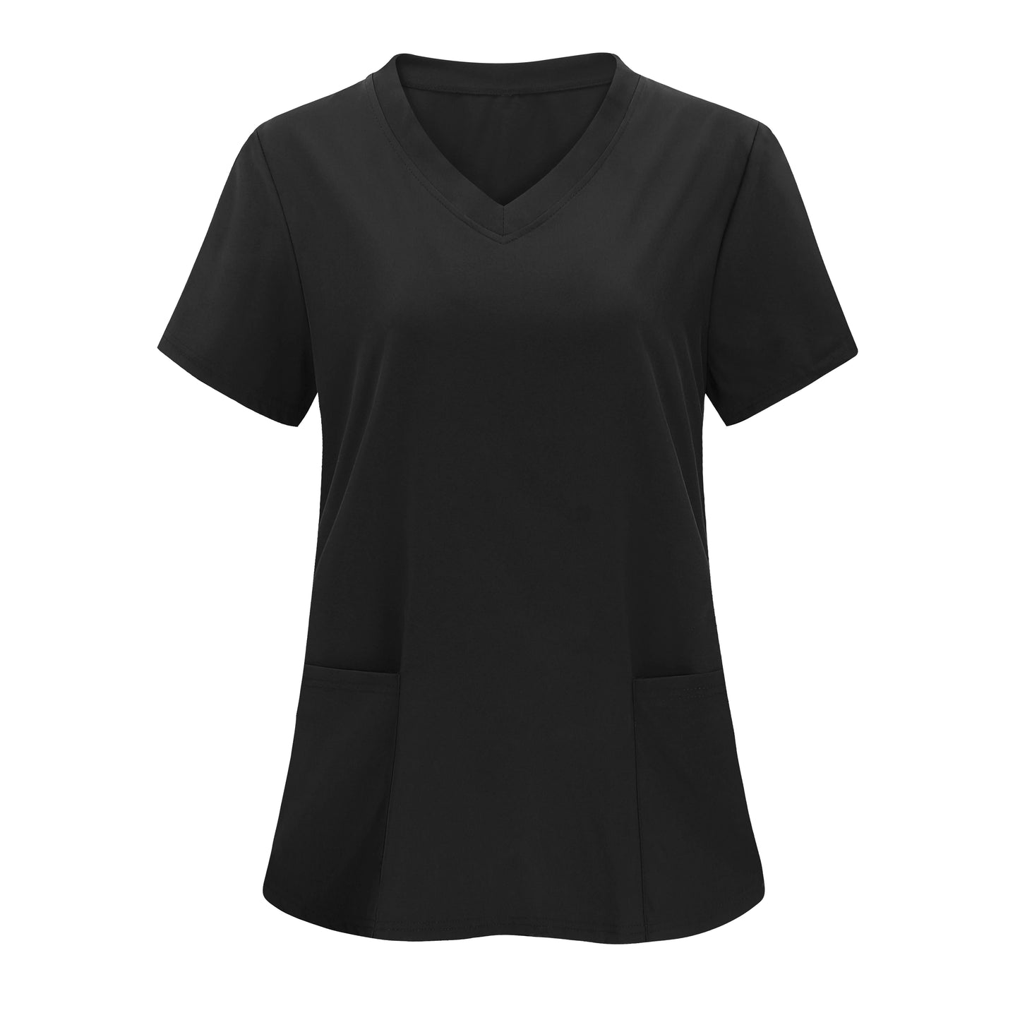 XUANSHOWCN Women Nurse Uniform Woven Top Pocket Front V Neck
