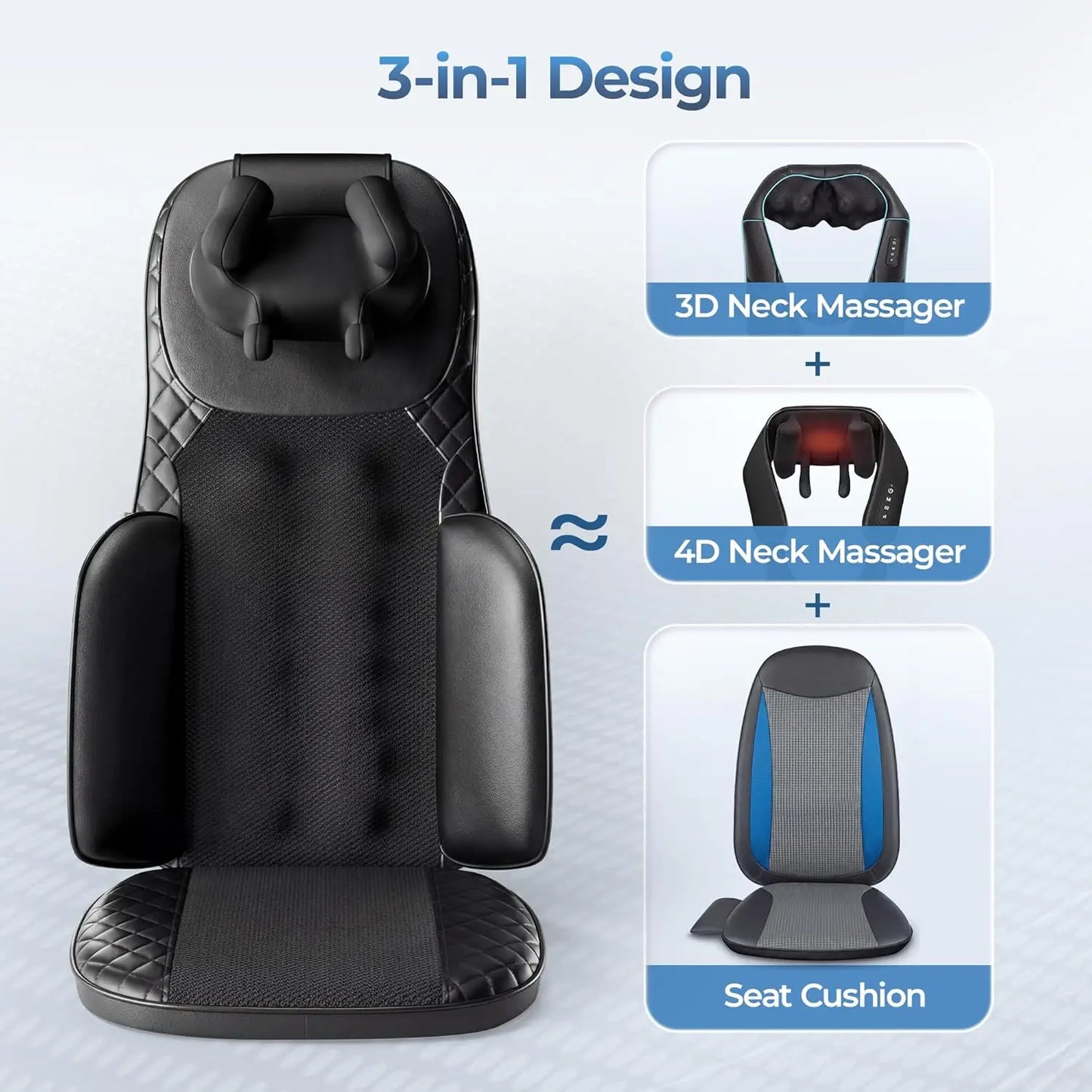 HIMOUTA 3 In 1 Shiatsu Neck Back Massage Cushion Heat