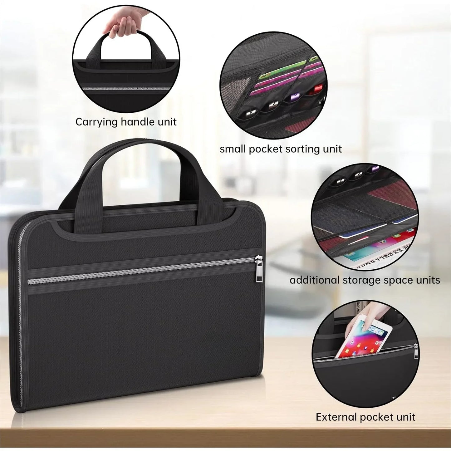 Fireproof Organizer With Handles 13 Compartment Clear Expanding File