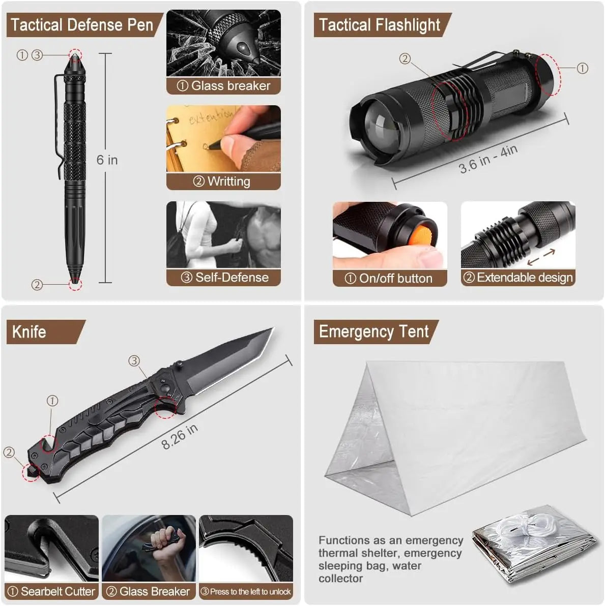 238-Piece Emergency Survival Kit With First Aid And Tent