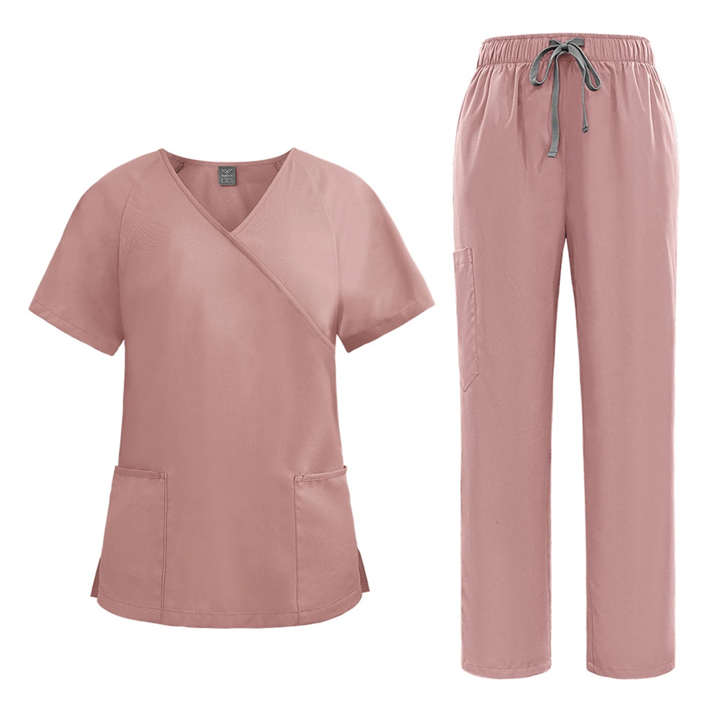 Nurse Scrub Set Medical Uniform With V Neck Pockets