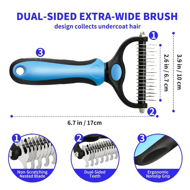 Pet Deshedding Brush For Dogs And Cats Cleaning Grooming Tool