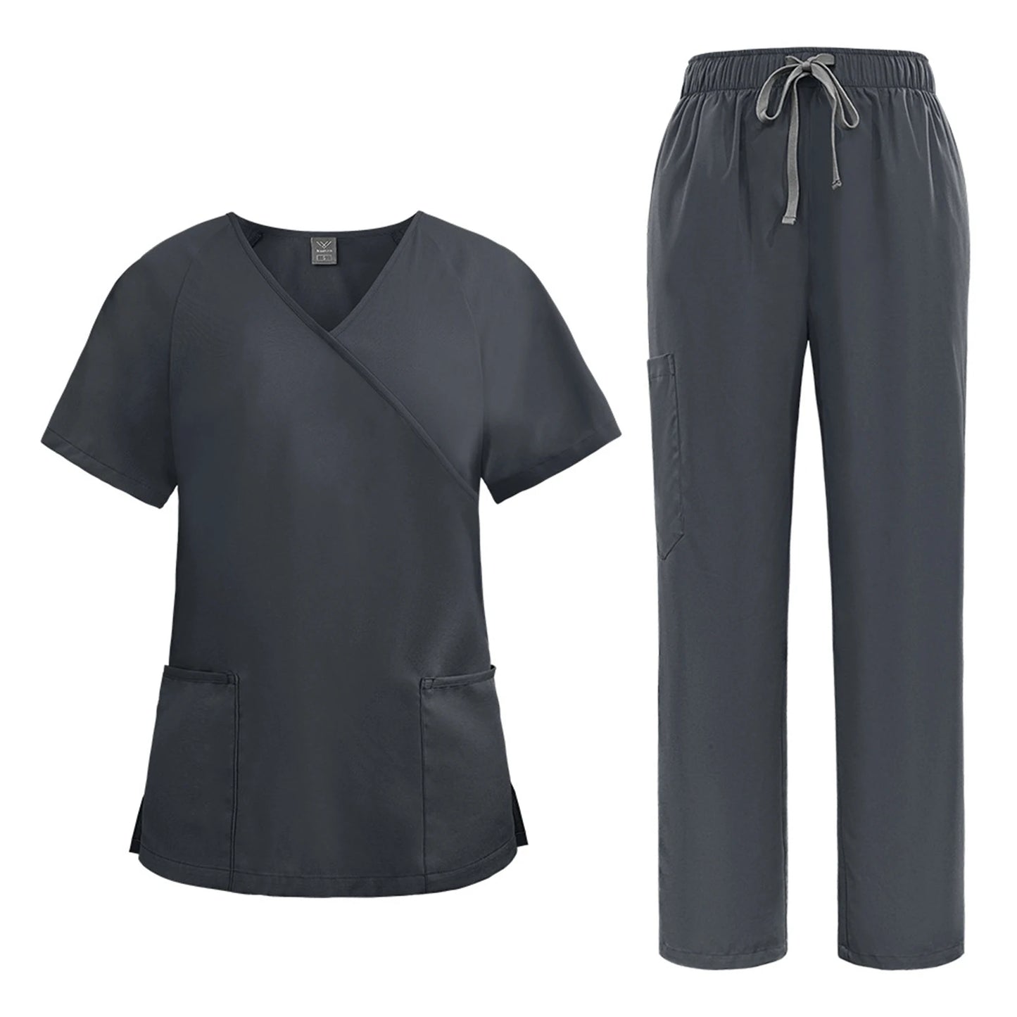 Nurse Scrub Set Medical Uniform With V Neck Pockets