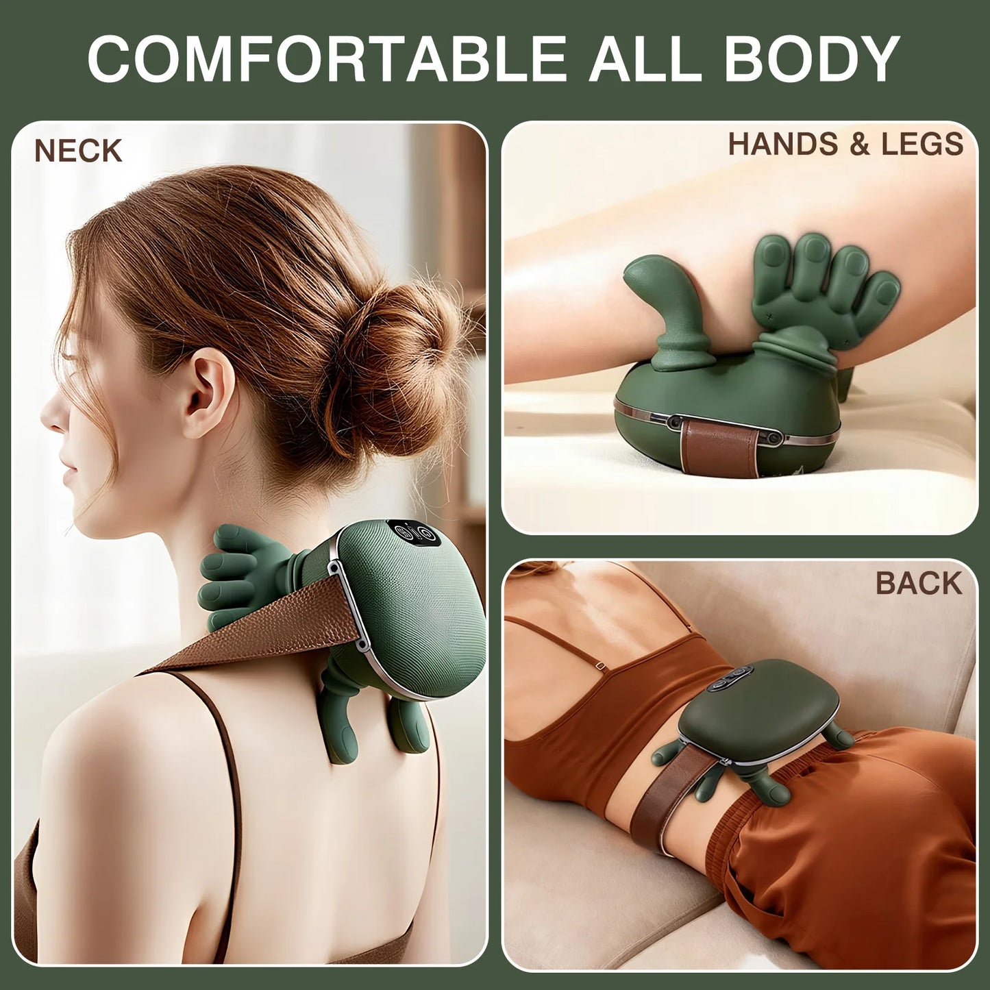 Shoulder Neck Massager Bionic Heated 4D Kneading Simulated Palm Massage