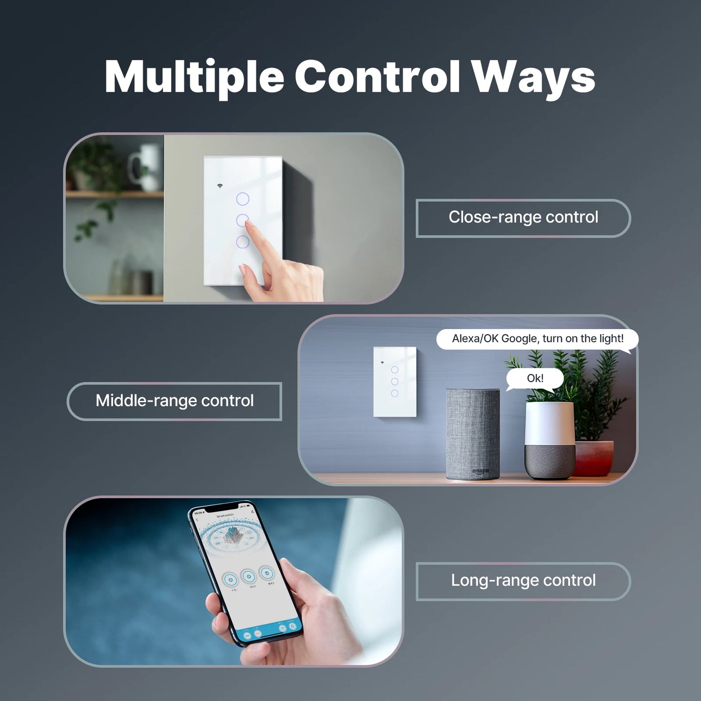 WiFi Smart Glass Touch Light Switch Remote Control No Neutral