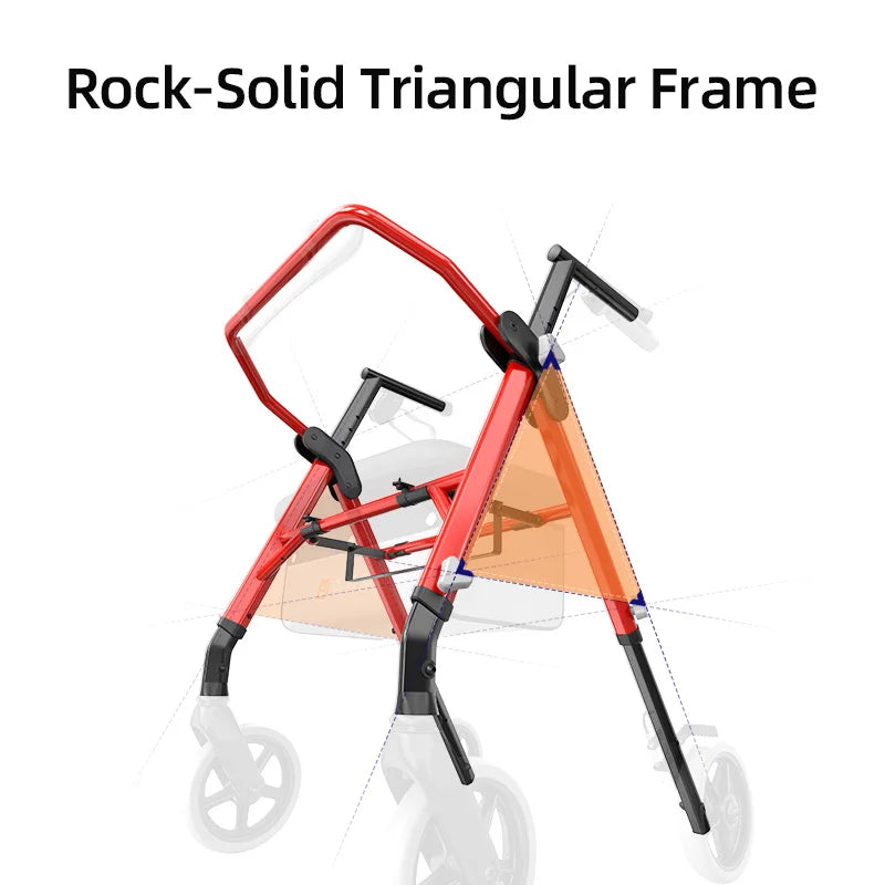 Maidesite Rollator Walker With Seat And Ergo Backrest 350 Lbs