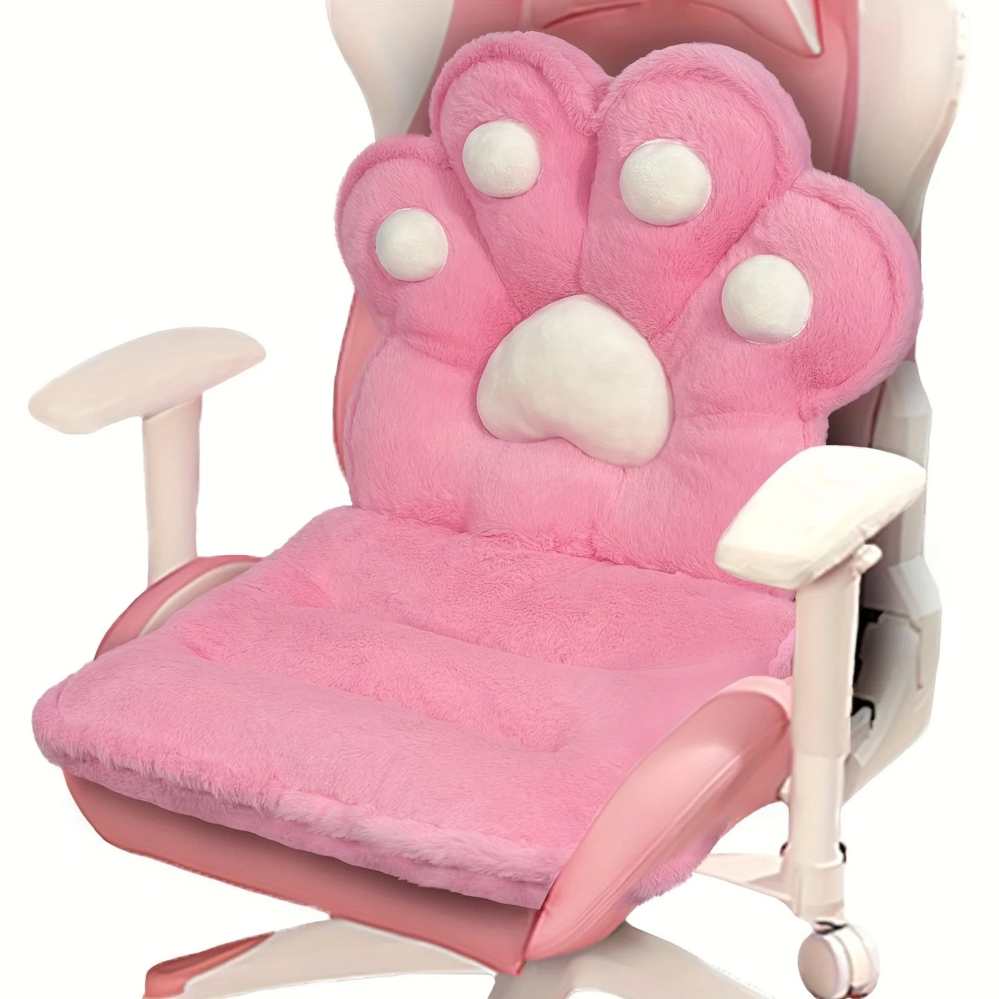 MOONBEEKI L Shape Cat Paw Cushion Faux Rabbit Fur Gaming Chair Pillow