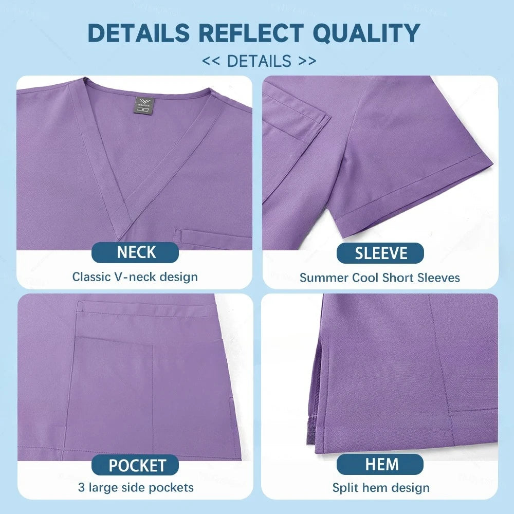 NONECN Unisex Medical Scrub Set for Nurses and Dentists