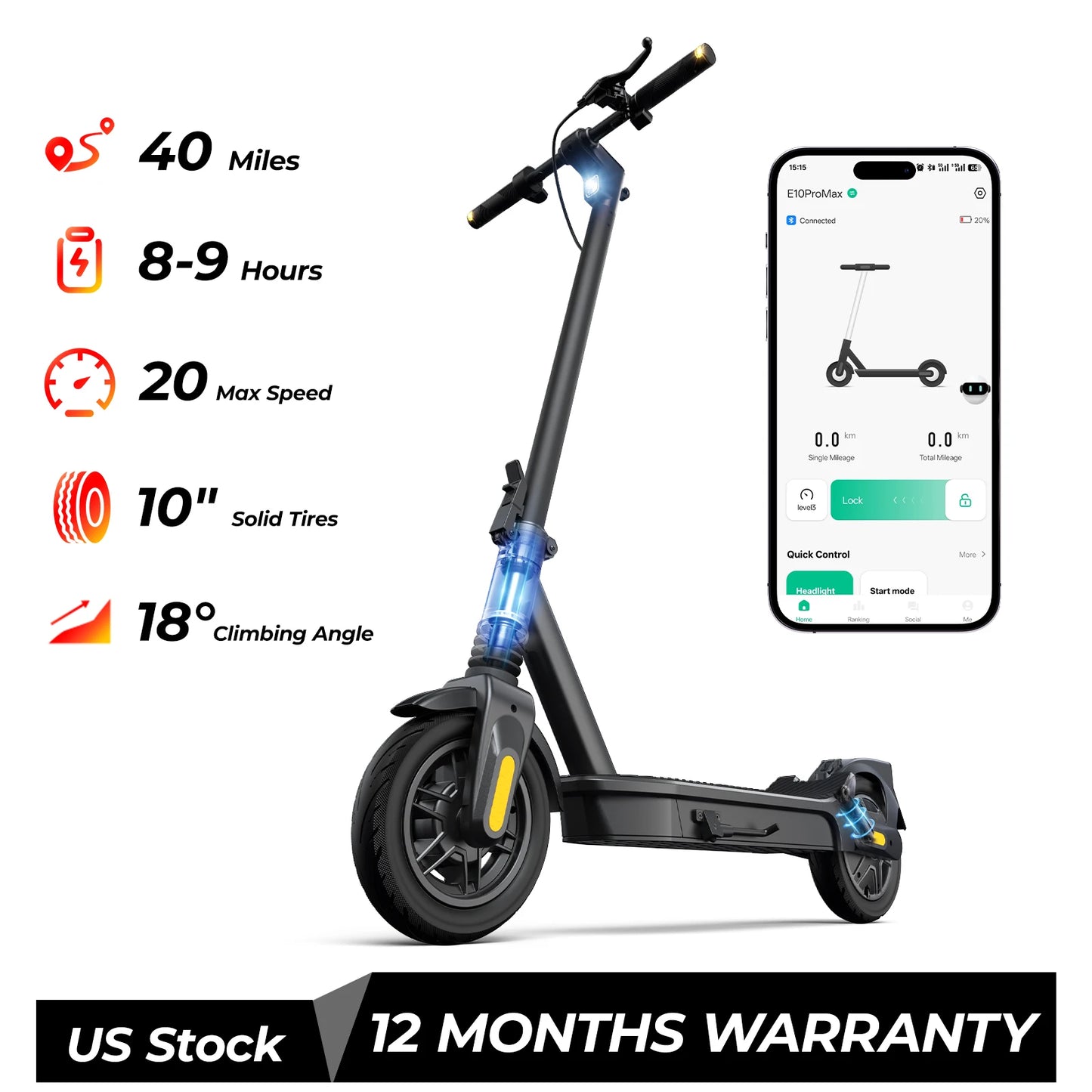 HeroPick High Speed Foldable Electric Scooter 500W 20 Mile Range