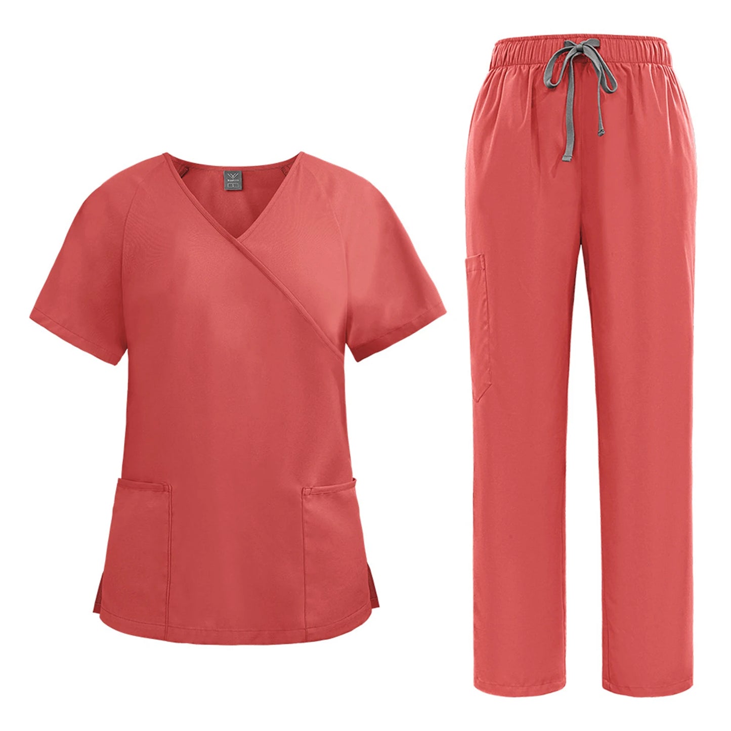 Nurse Scrub Set Medical Uniform With V Neck Pockets